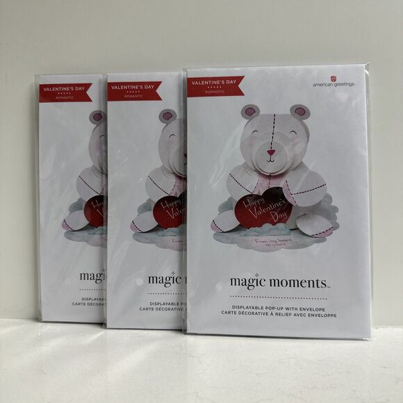 American Greetings Magic Moments Displayable Pop-Up Valentines Day Card Lot of 3 - Picture 1 of 4